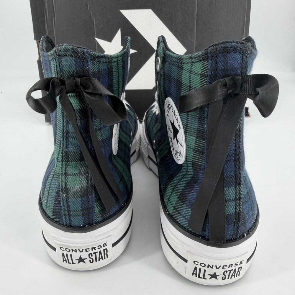 Converse CTAS Lift Hi Plaid Navy Green Platform Sneakers A13879C Womens 7.5 - Picture 8 of 10
